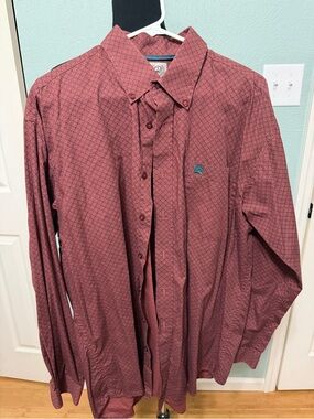 Cinch Classic Fit Geometric Print Long Sleeve Button Down Western Shirt Men’s L